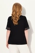Bluse, asymmetrisk, rhinsten, V-udskæring, korte ærmer