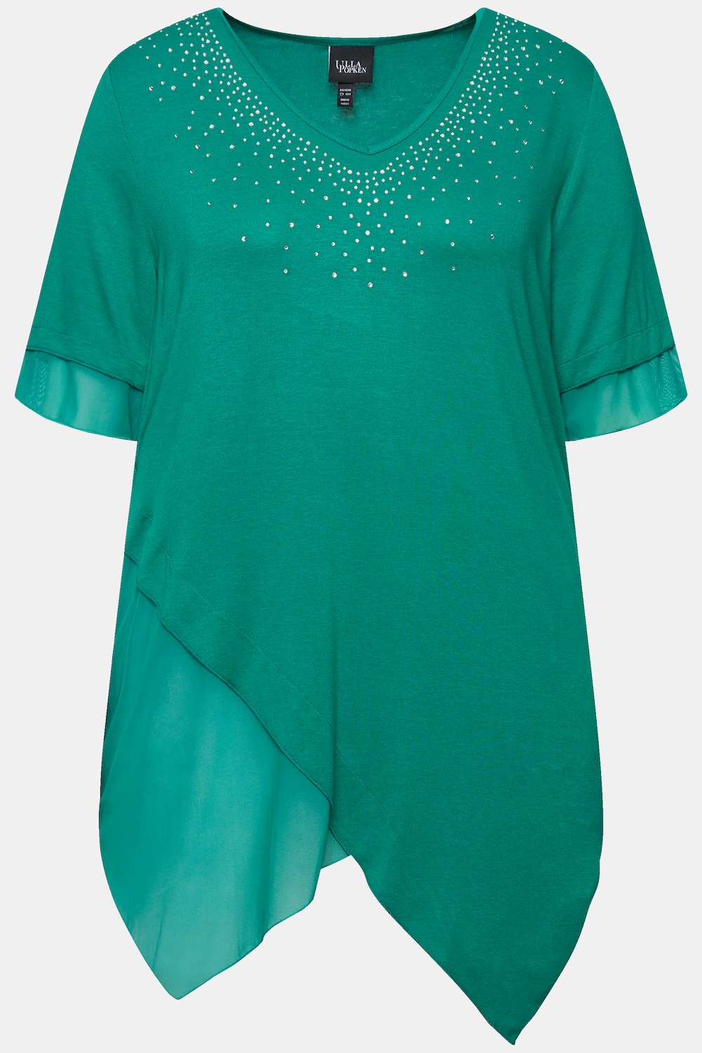 Stora storlekar Blus, Dam, grön, storlek: 50/52, Viskos/Polyester/Elastan, Ulla Popken