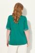 Bluse, asymmetrisk, pyntesteiner, V-utringning, halve ermer