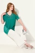 Bluse, asymmetrisk, pyntesteiner, V-utringning, halve ermer