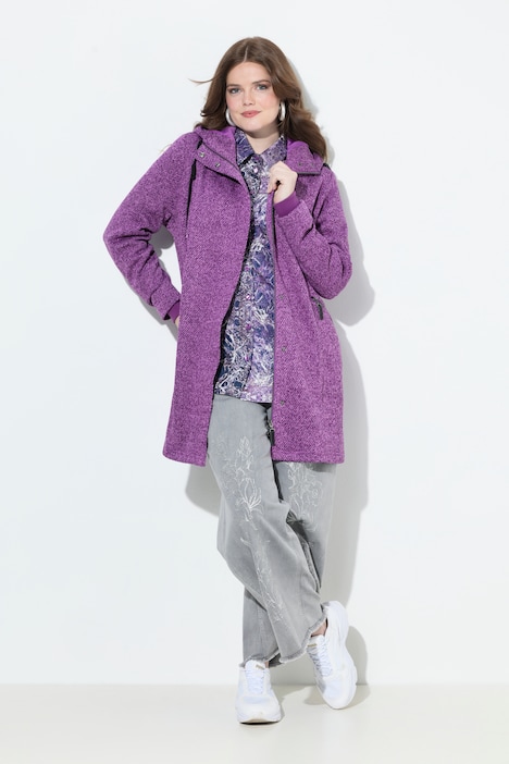 Strickfleece-Jacke, Kapuze, 2-Wege-Zipper