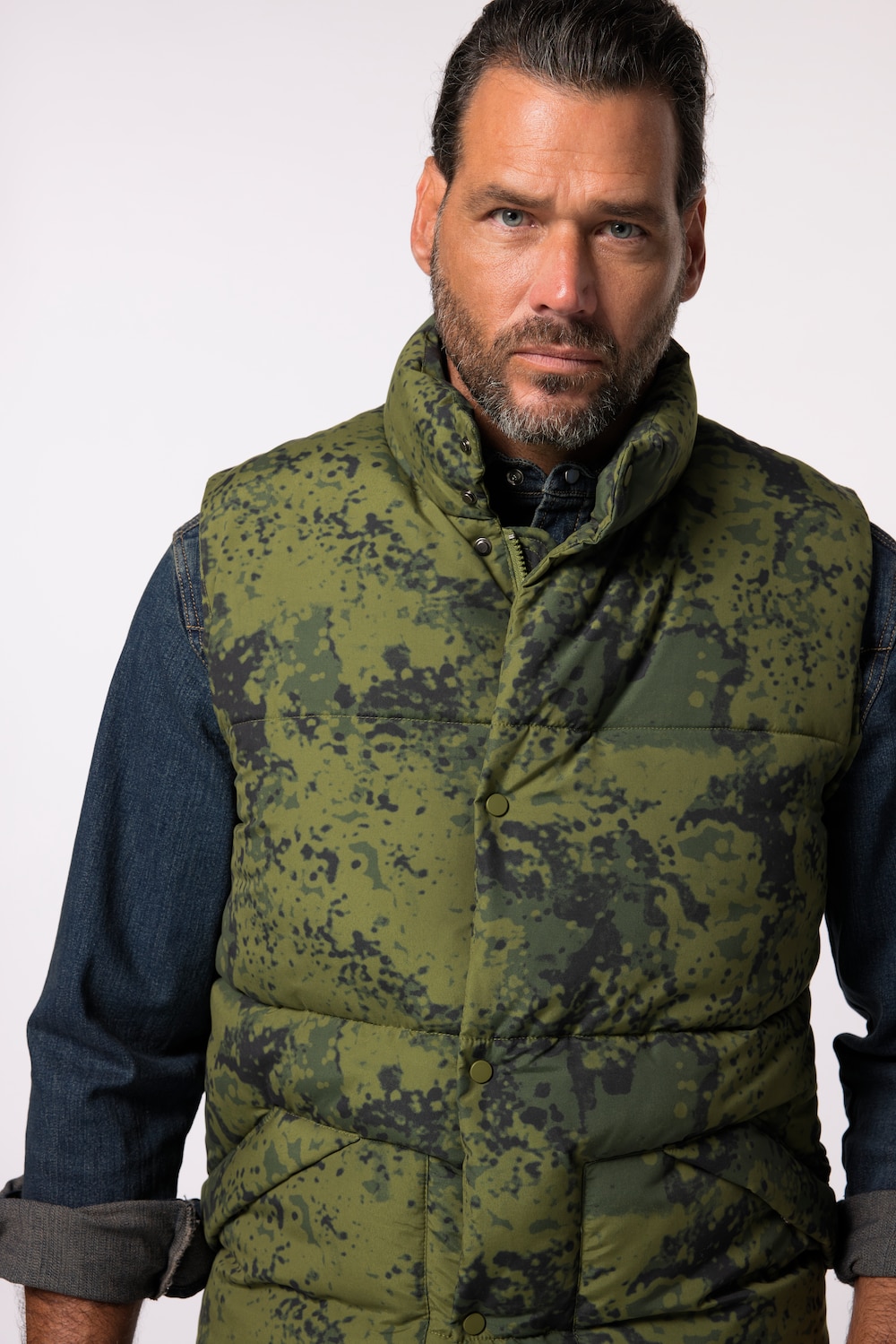 Stora storlekar Quiltad väst, Her, grön, storlek: XXL, Polyester/Syntetfibrer, JP1880
