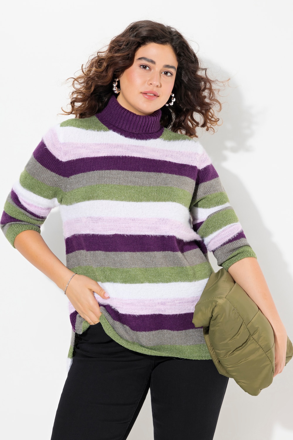 Große Größen Pullover, Damen, lila, Größe: 46/48, Synthetische Fasern/Polyester, Ulla Popken