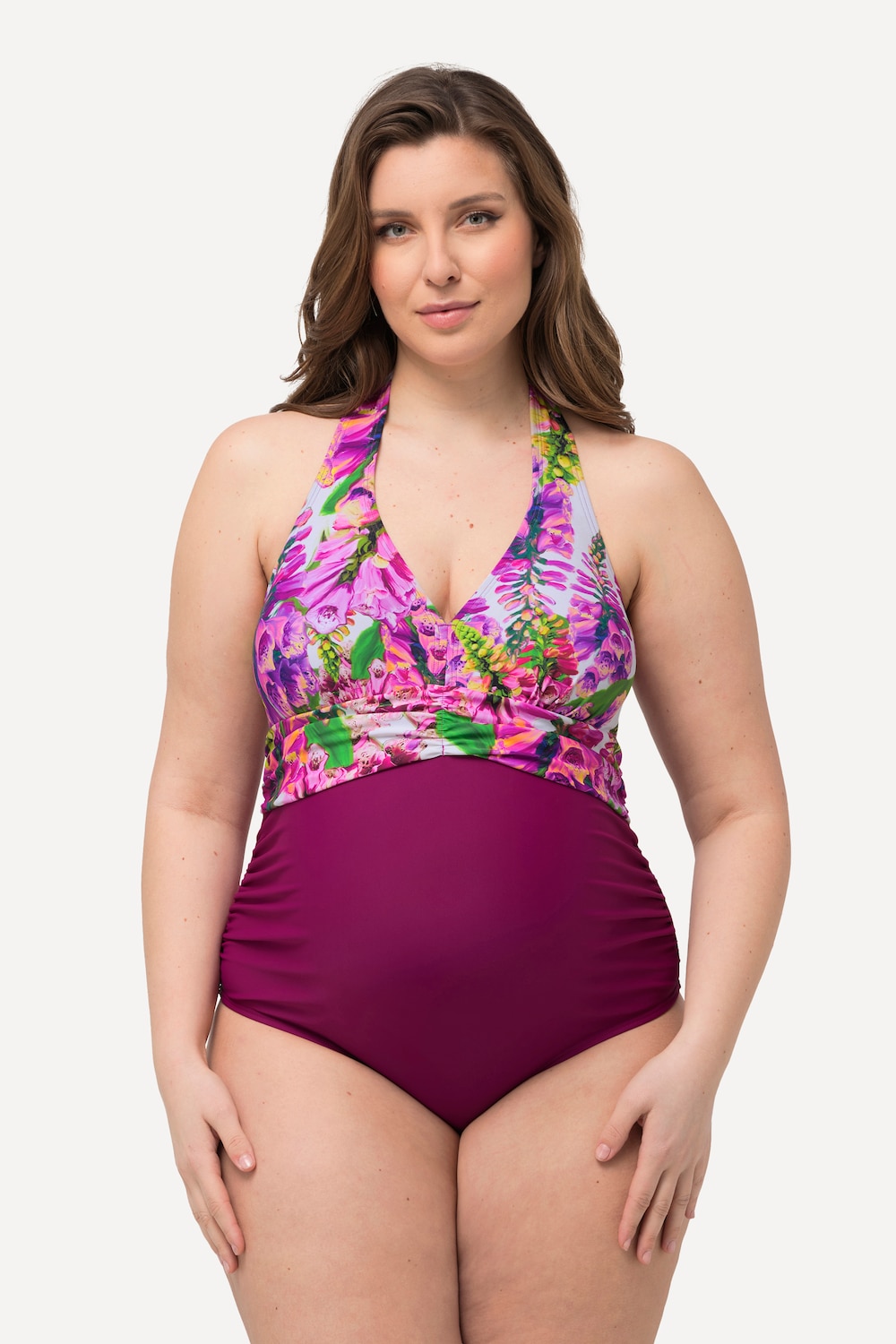 Große Größen Bellieva-Badeanzug, Damen, rosa, Größe: 44, Synthetische Fasern/Elasthan, Ulla Popken