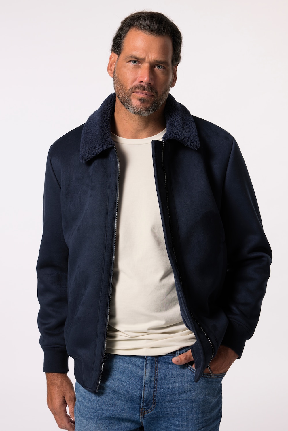 Große Größen JP AWARE Bomberjacke, Herren, blau, Größe: L, Polyester, JP-Aware
