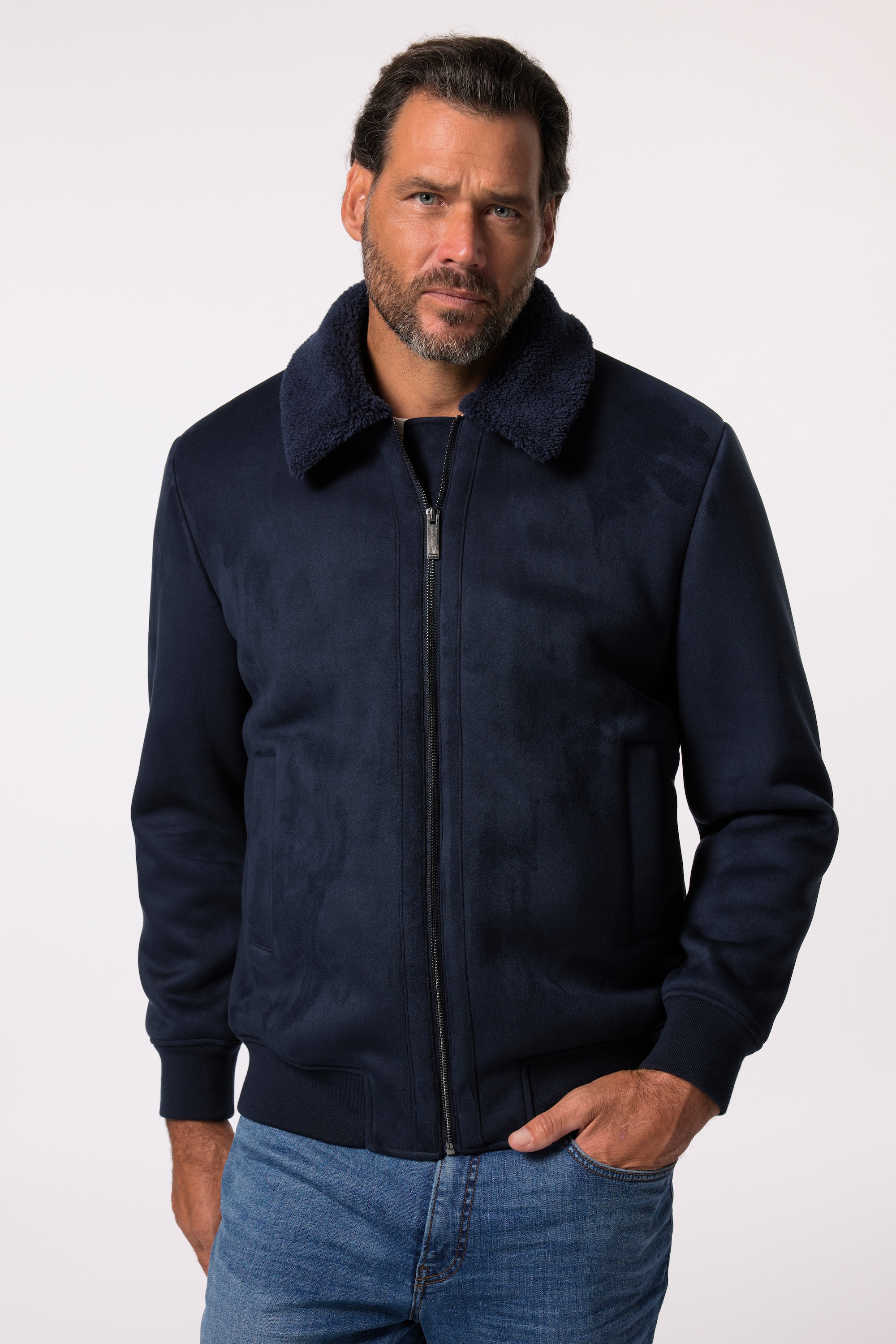 JP 1880 Herren große Größen JP AWARE Bomberjacke Lederoptik Teddyfutter