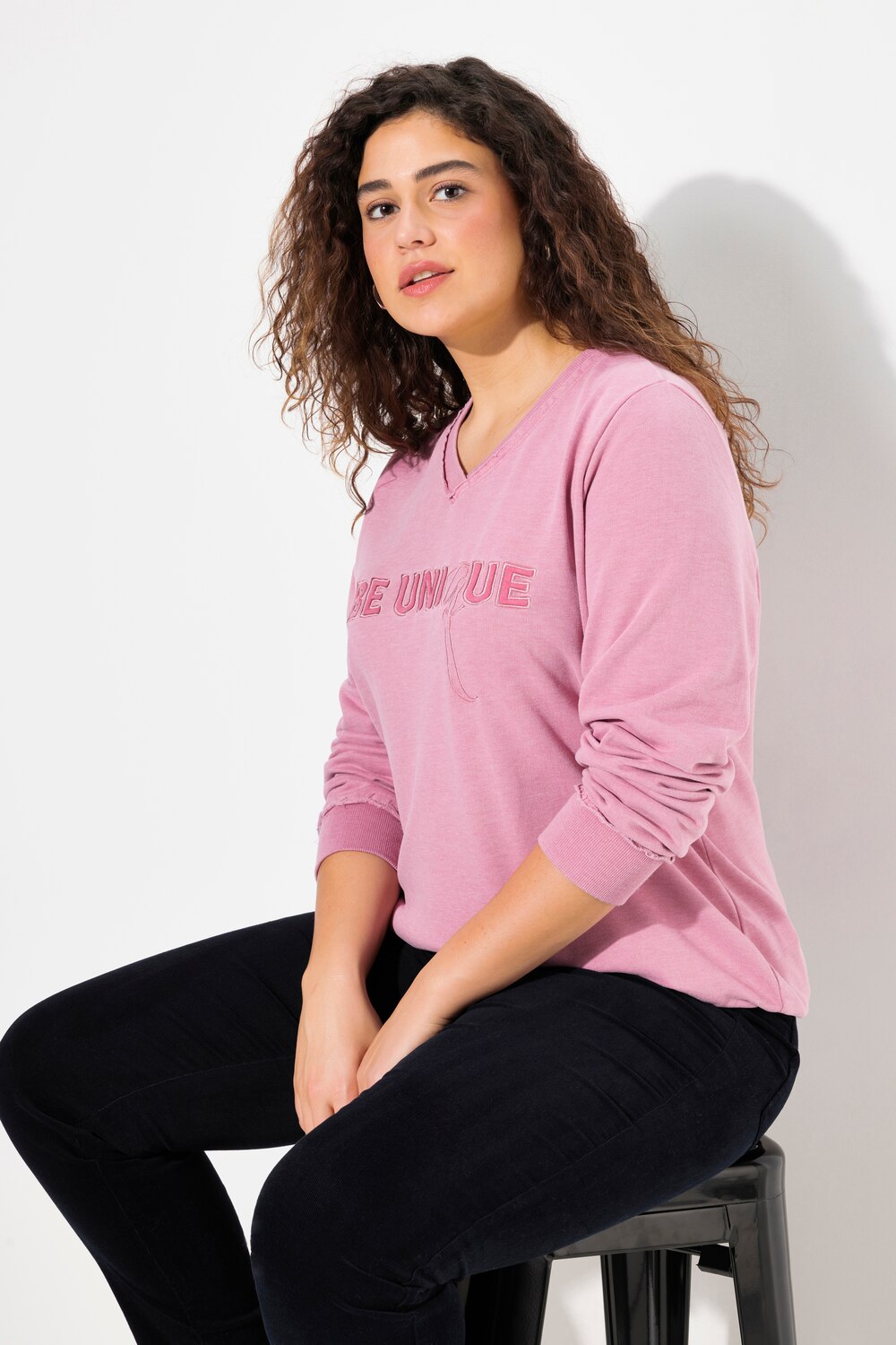 Große Größen Sweat-Pullover, Damen, rosa, Größe: 54/56, Polyester/Baumwolle, Ulla Popken