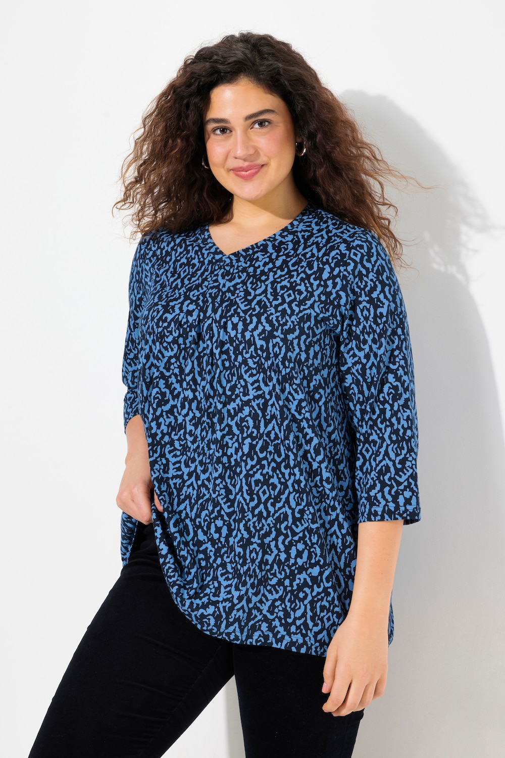 Große Größen Shirt, Damen, blau, Größe: 54/56, Baumwolle, Ulla Popken