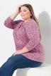 Geometric Print 3/4 Sleeve Pleated Tee