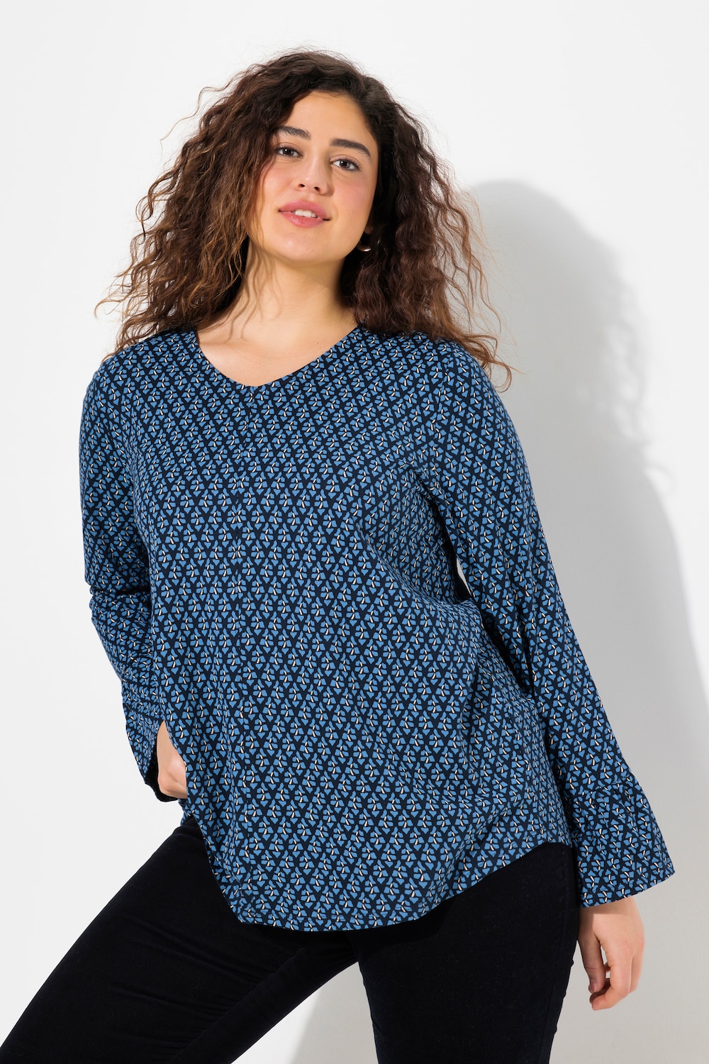 Große Größen Shirt, Damen, blau, Größe: 46/48, Baumwolle, Ulla Popken