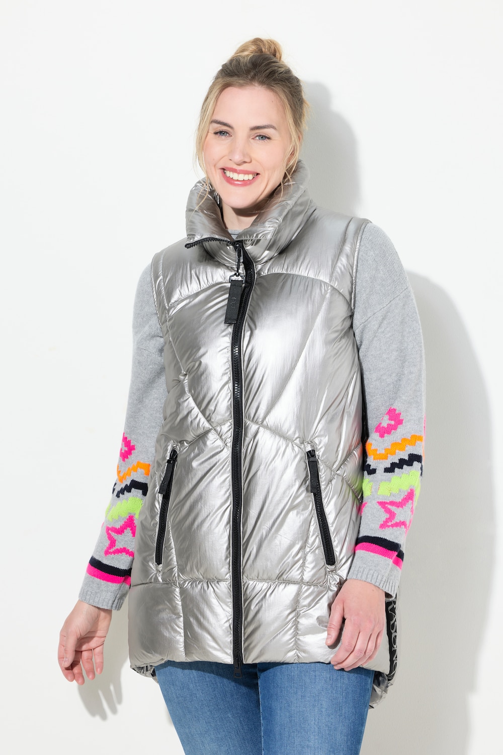 Große Größen Steppweste, Damen, grau, Größe: 3XL, Synthetische Fasern, LAURASON