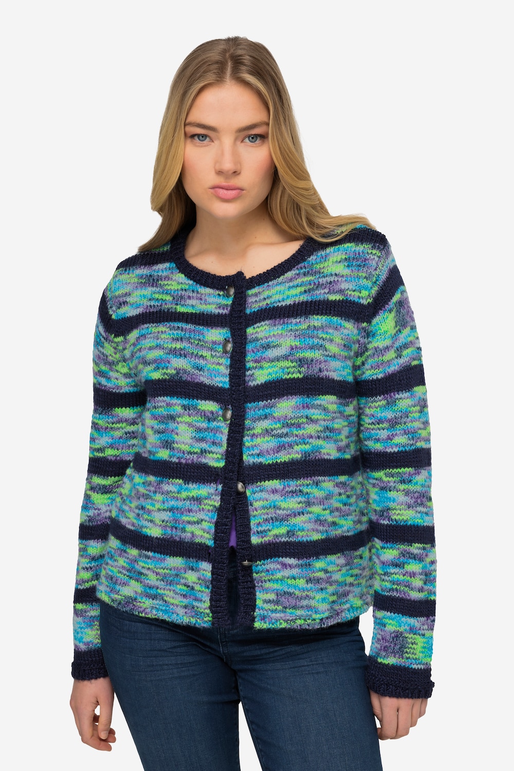 Große Größen Strickjacke, Damen, lila, Größe: L, Synthetische Fasern/Polyester, LAURASON