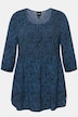 Bluse, gesmokt, A-Linie, Rundhals, 3/4-Arm