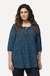 Bluse, gesmokt, A-Linie, Rundhals, 3/4-Arm