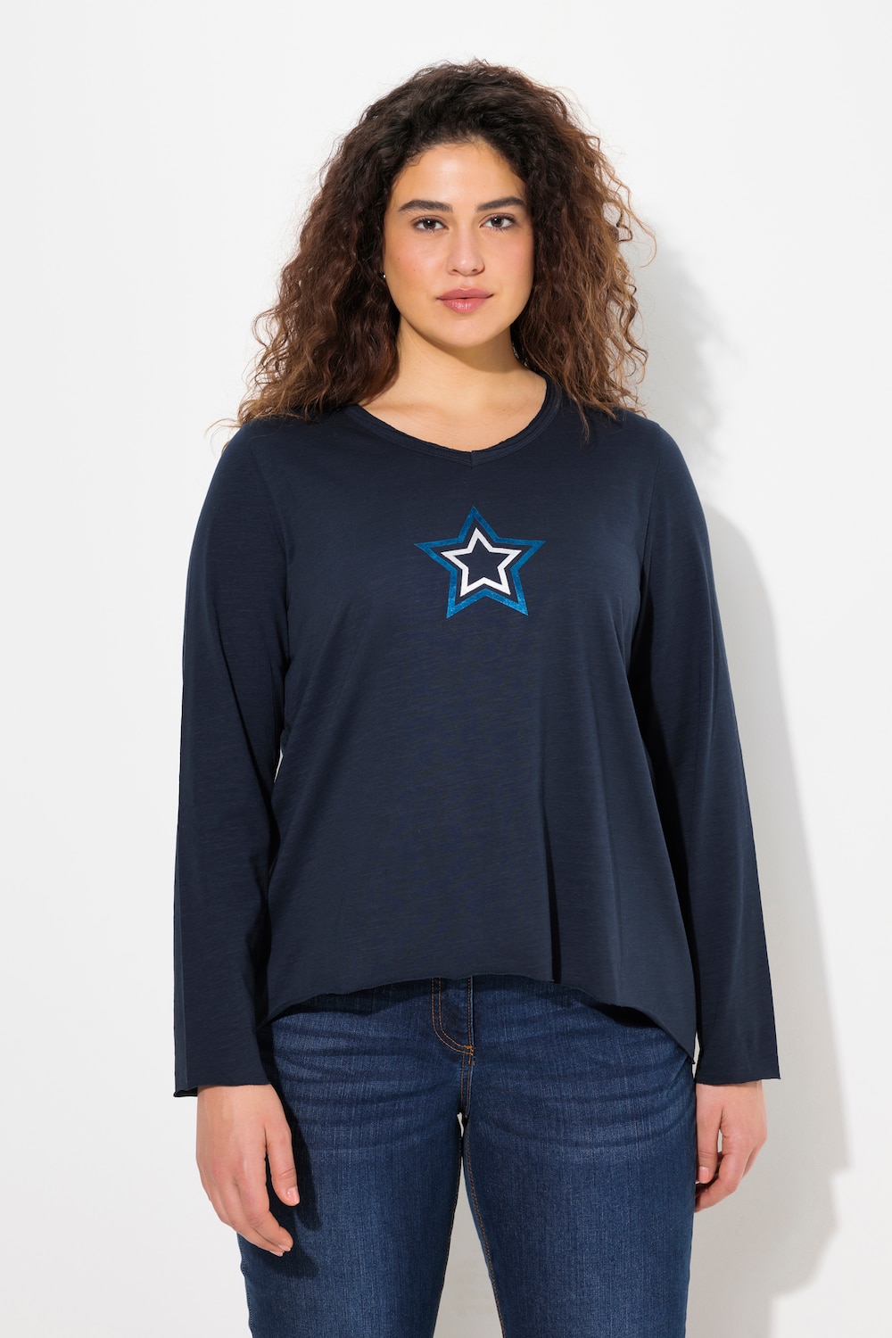 Große Größen Shirt, Damen, blau, Größe: 46/48, Baumwolle, Ulla Popken
