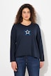 Shirt, ster, rolranden, A-lijn, V-hals, lange mouwen