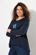Shirt, ster, rolranden, A-lijn, V-hals, lange mouwen