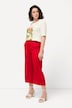 Culottes, vide ben, hamret struktur, elastisk linning