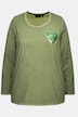 Cold Dyed Sequined Heart Long Sleeve Tee