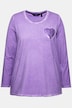 T-shirt, koldfarvet, pailletterhjerte, V-udskæring, lange ærmer