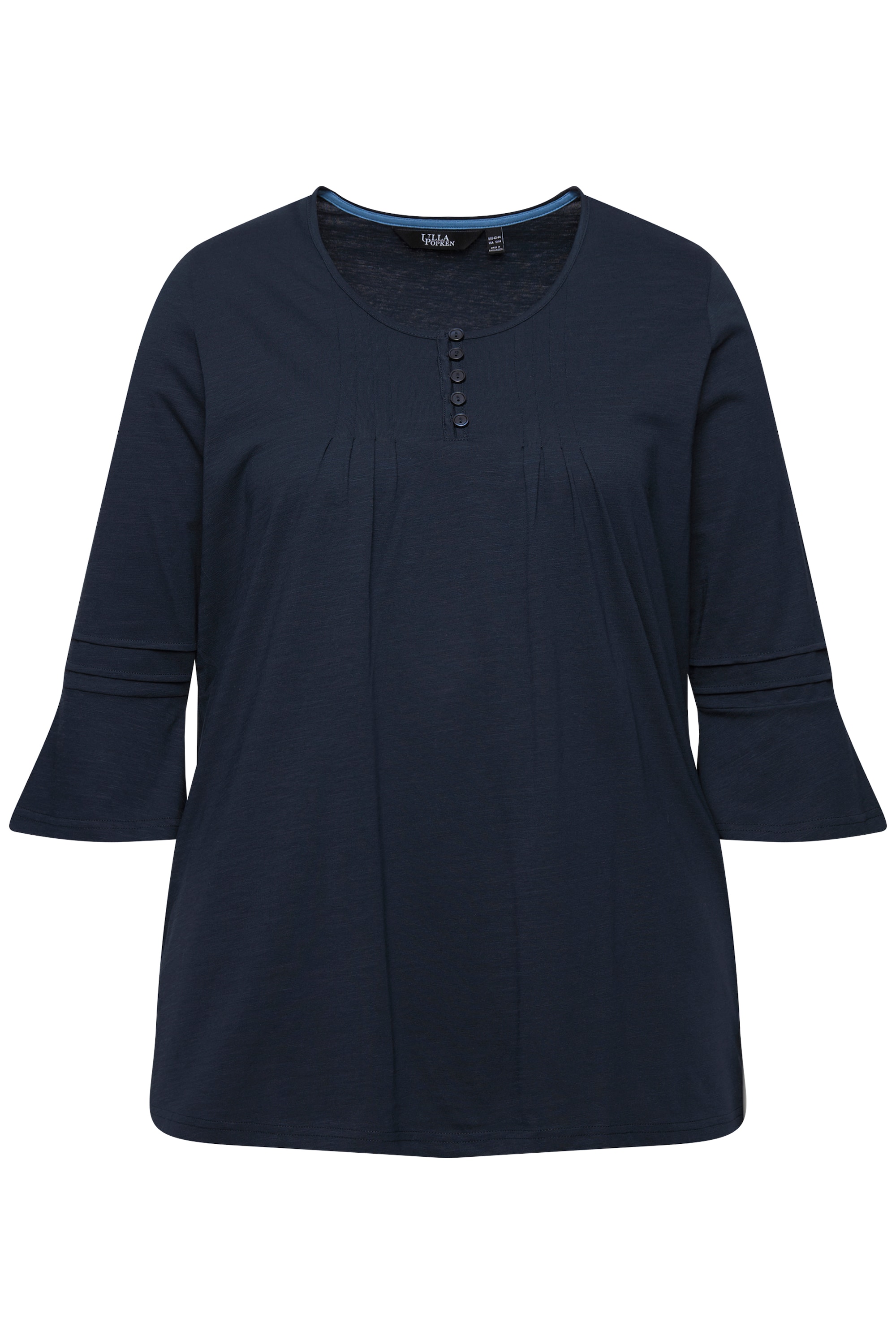 Ulla Popken Damen große Größen Shirt Zierfalten A Linie Rundhals
