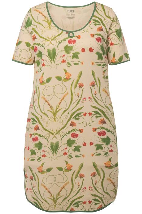 Nočné košile, květy, kulatý výstřih, krátké rukávy, biobavlna