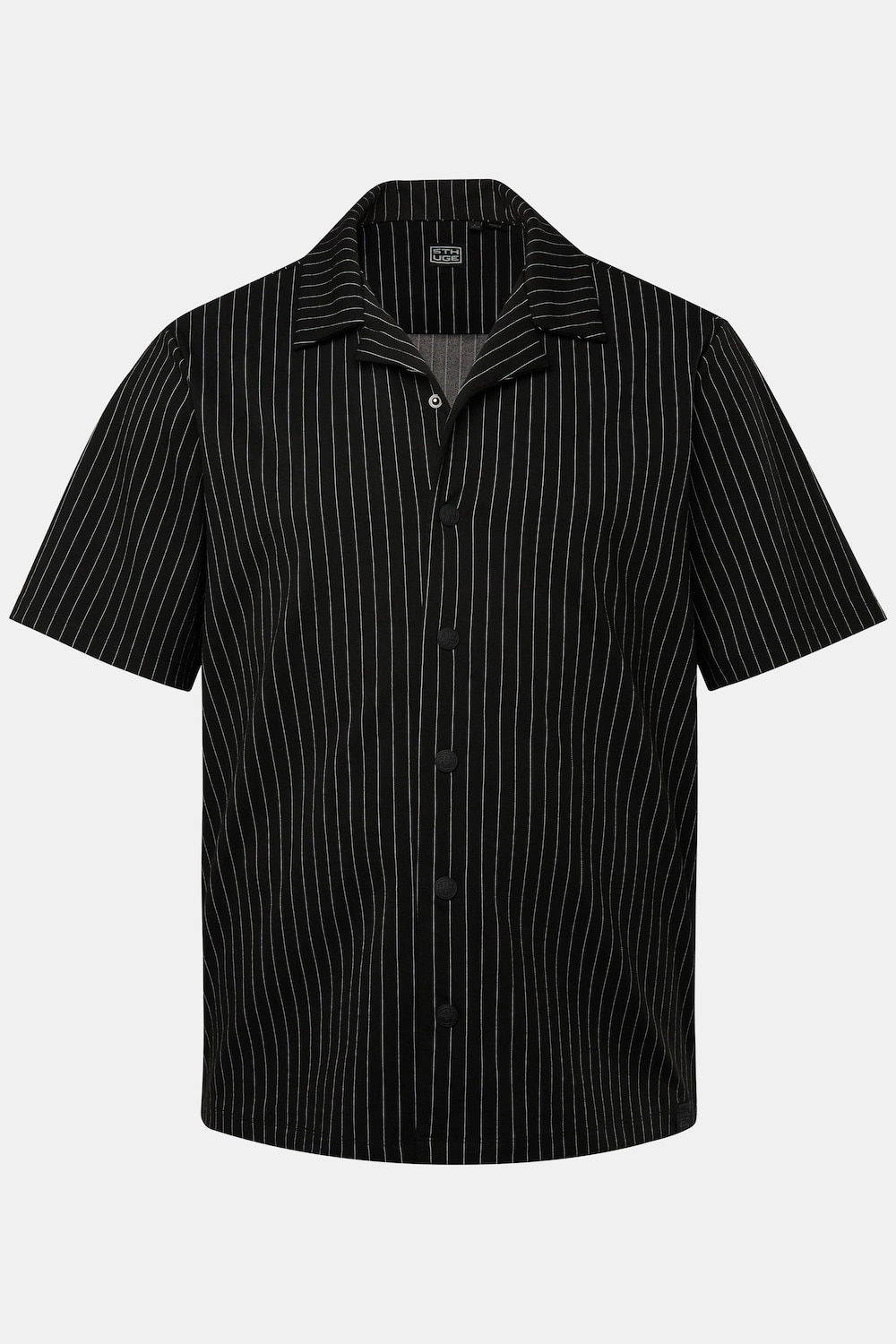 Chemise en jersey FLEXLASTIC® STHUGE, manches courtes, fines rayures et col cubain, coupe Modern Fit - jusqu'au 8 XL