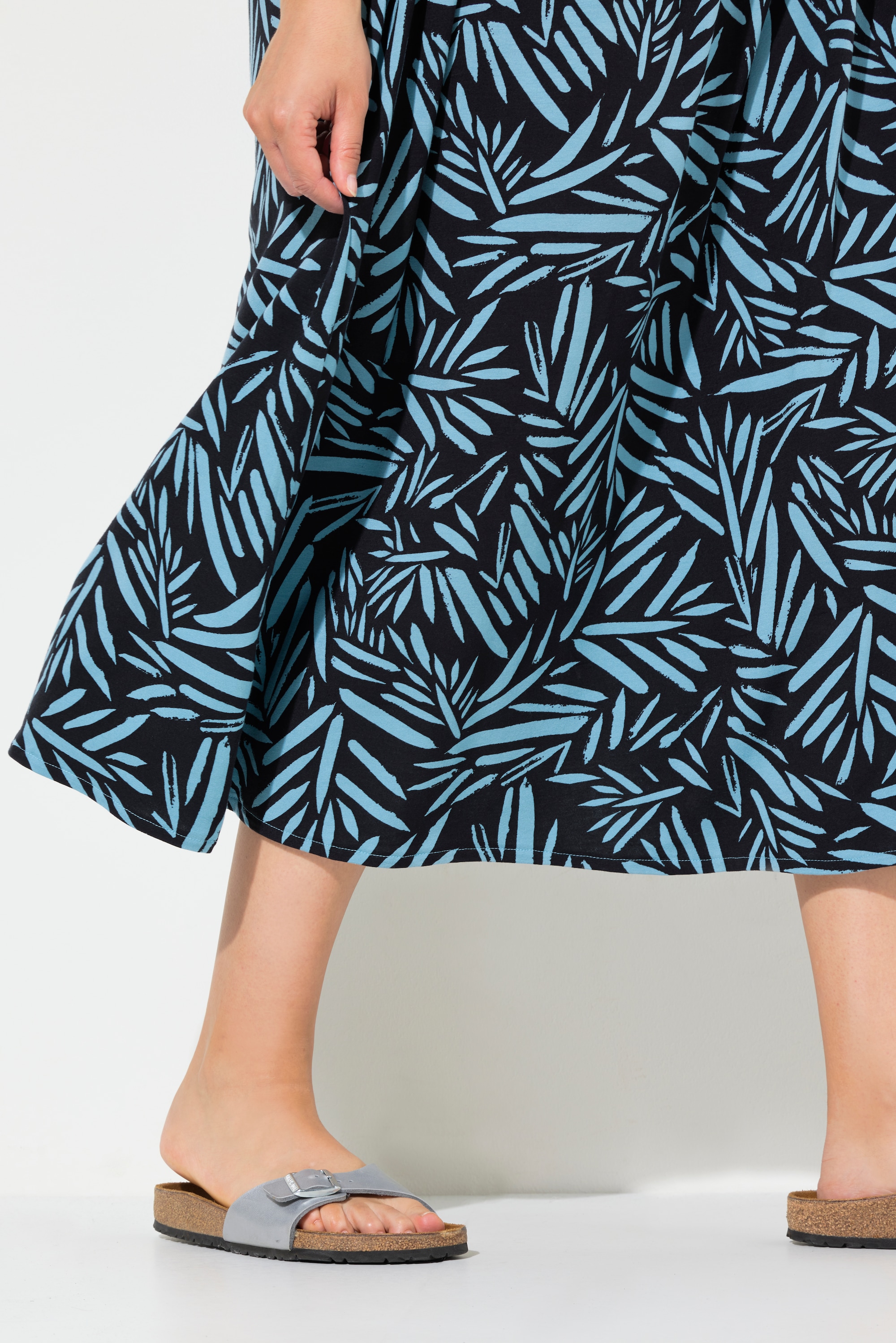 Ulla Popken Damen große Größen Jerseykleid geraffter Ausschnitt Rundhals