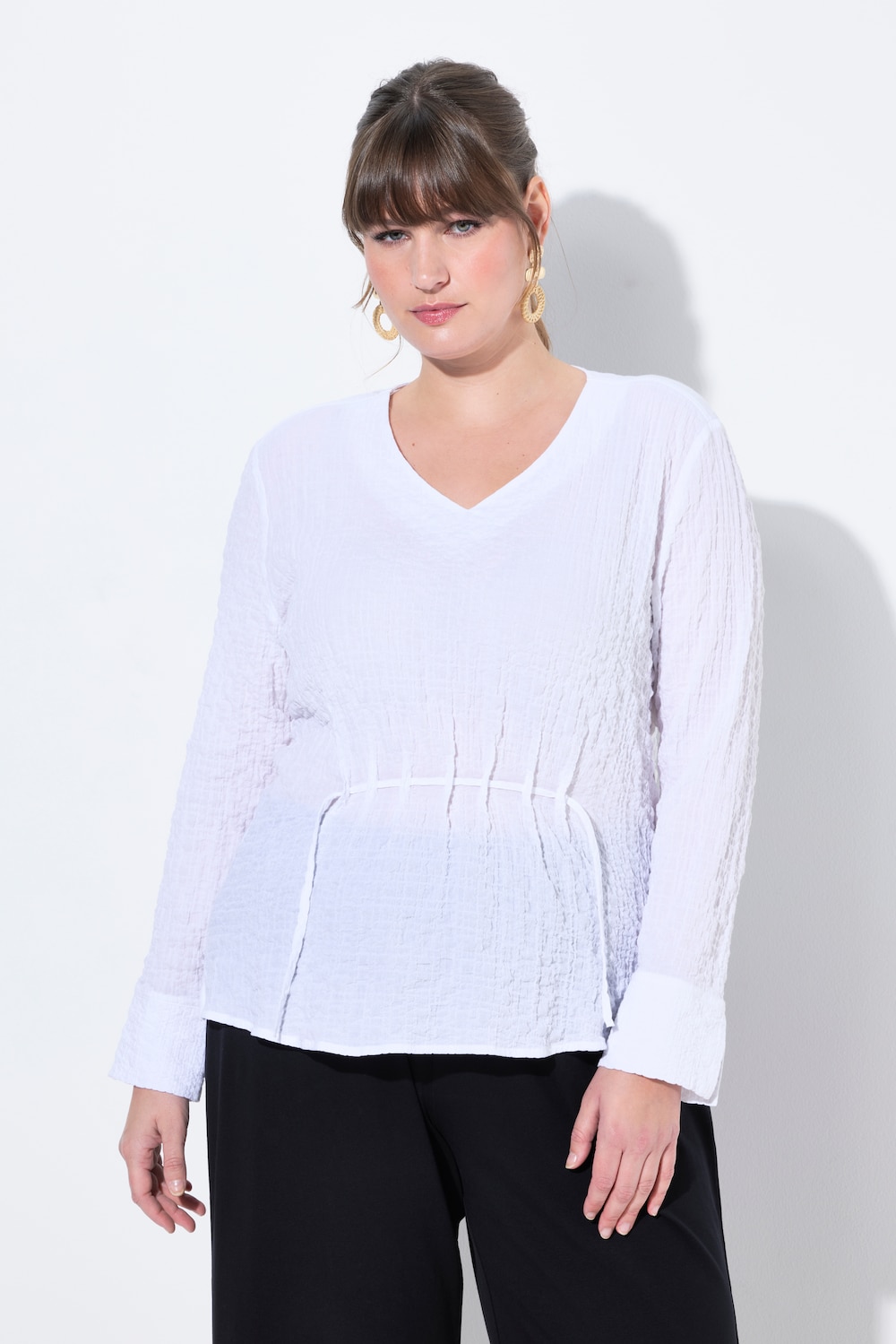 Große Größen Tunika-Bluse, Damen, weiß, Größe: 42/44, Baumwolle, Ulla Popken