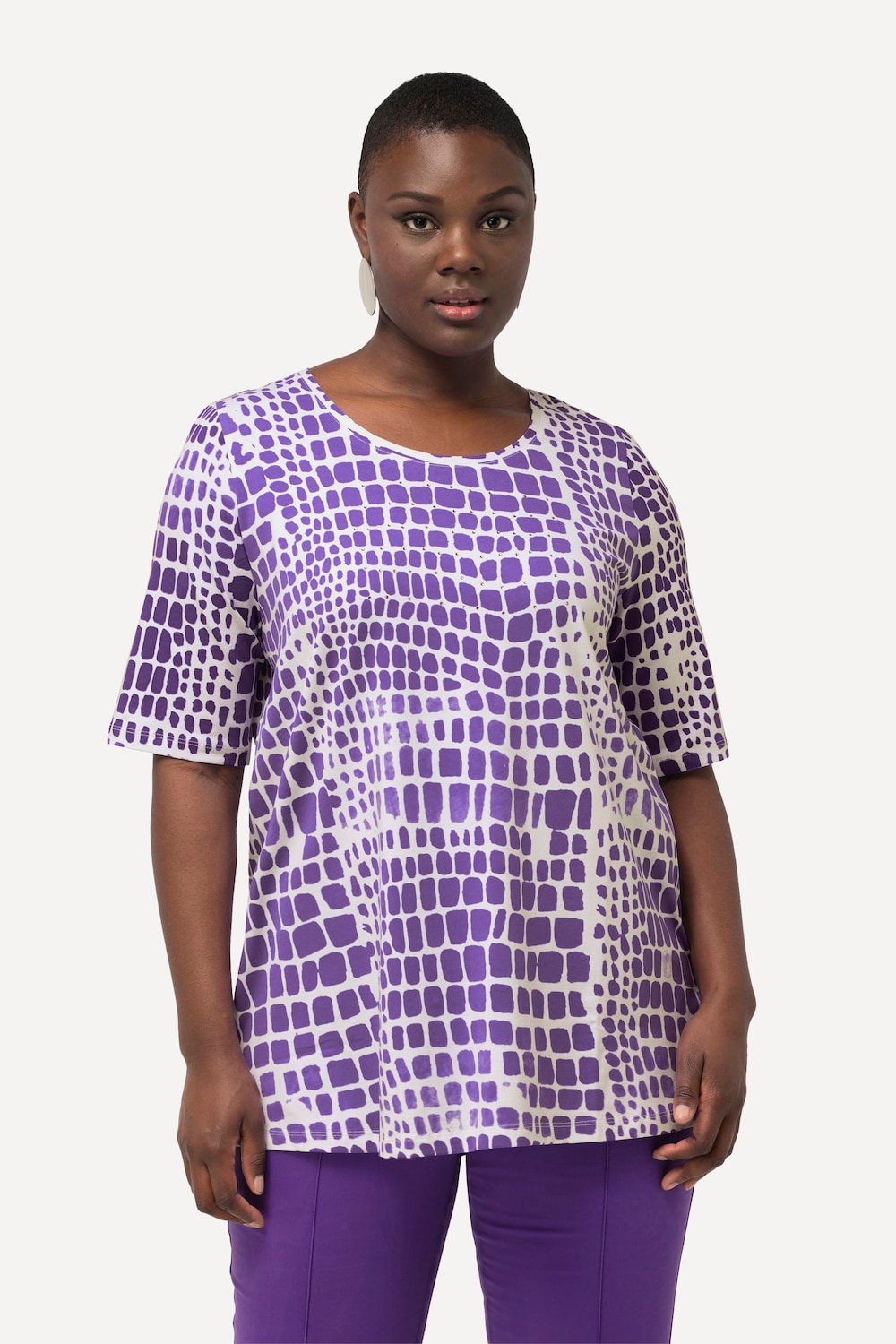 Große Größen T-Shirt, Damen, lila, Größe: 46/48, Baumwolle, Ulla Popken