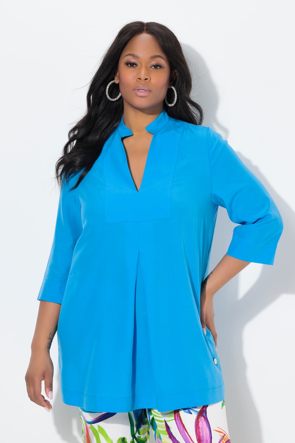 Große Größen Longtunika, Damen, blau, Größe: 42/44, Synthetische Fasern, Ulla Popken