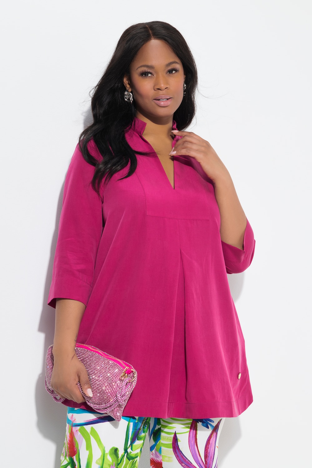 Große Größen Longtunika, Damen, rosa, Größe: 46/48, Synthetische Fasern, Ulla Popken