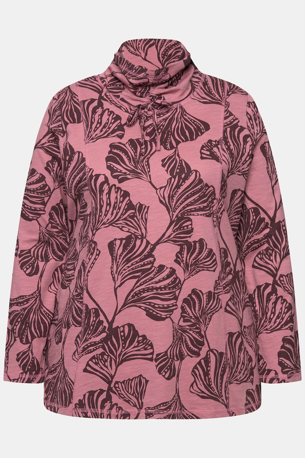 Stora storlekar Topp i A-linjemodell med bladprint, Dam, rosa, storlek: 42/44, Bomull, Ulla Popken