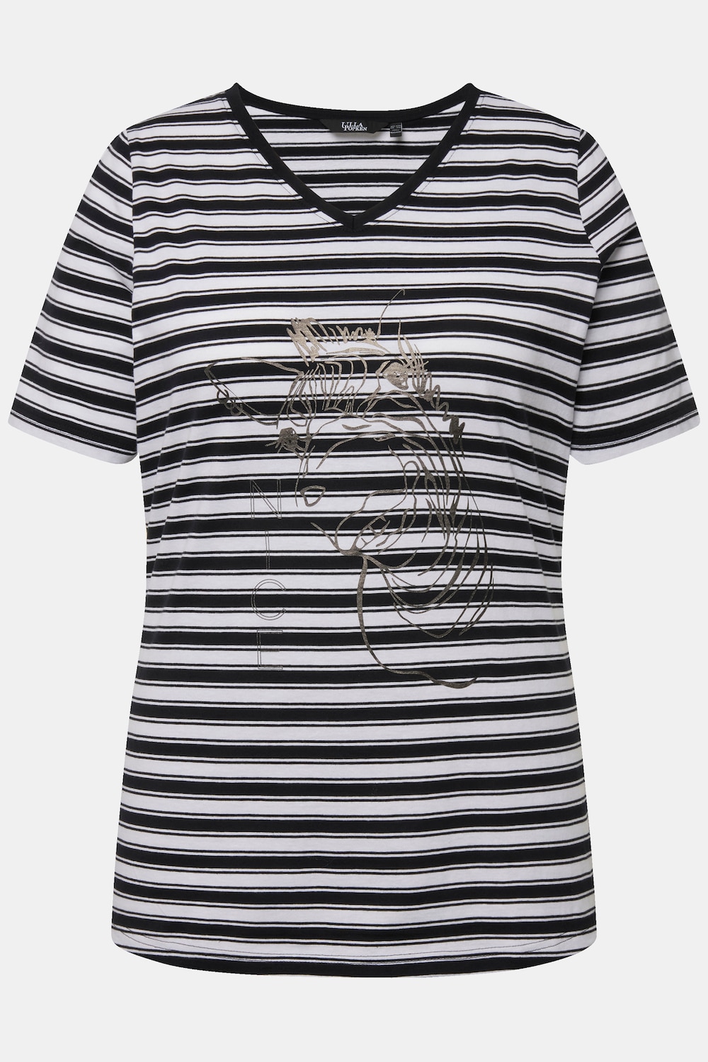 Stora storlekar T-shirt, Dam, svart, storlek: 54/56, Bomull, Ulla Popken