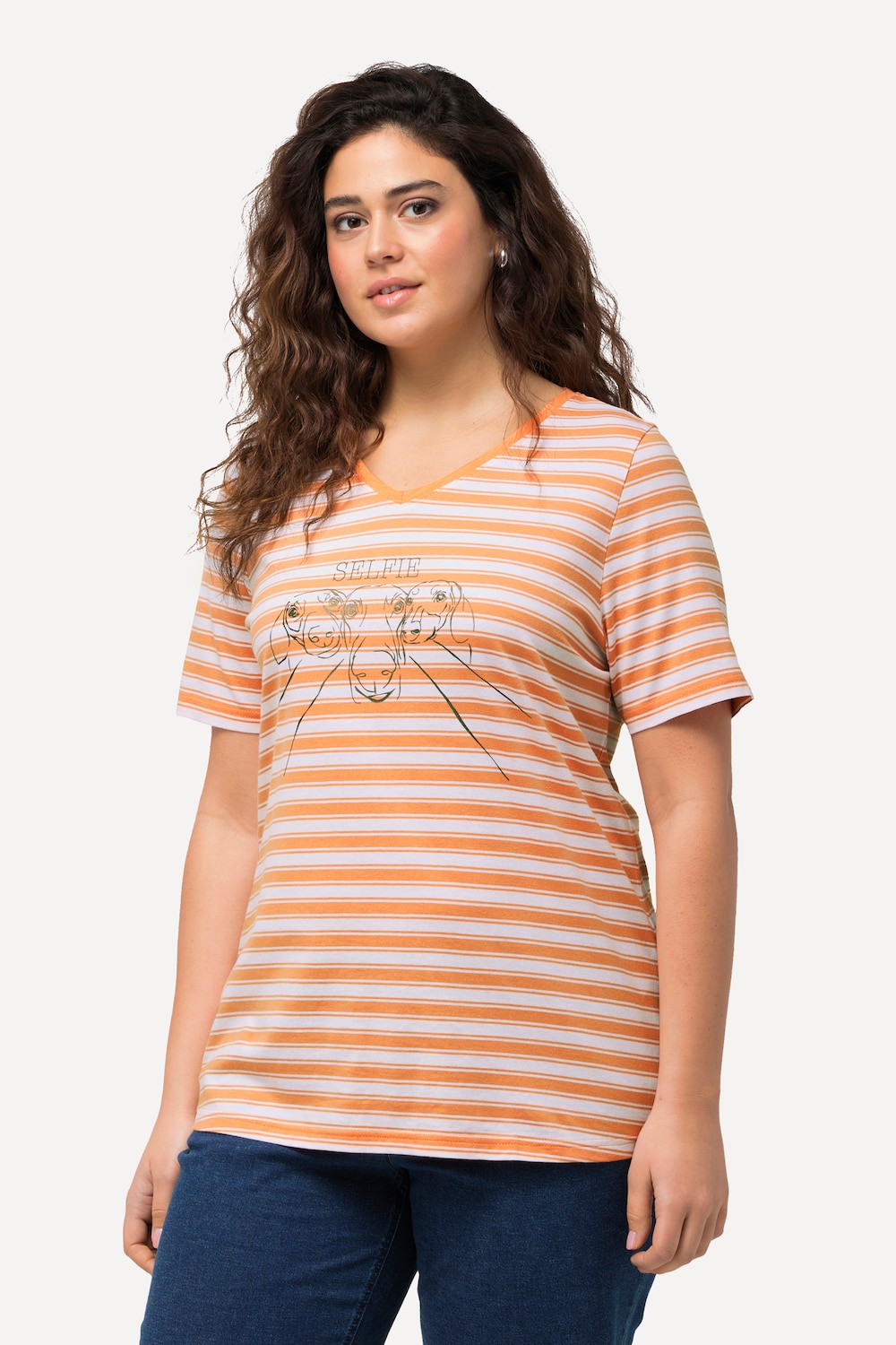 Große Größen T-Shirt, Damen, orange, Größe: 50/52, Baumwolle, Ulla Popken