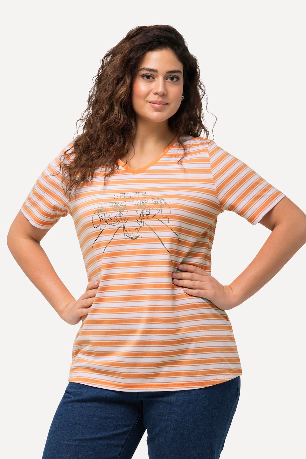 Große Größen T-Shirt, Damen, orange, Größe: 54/56, Baumwolle, Ulla Popken