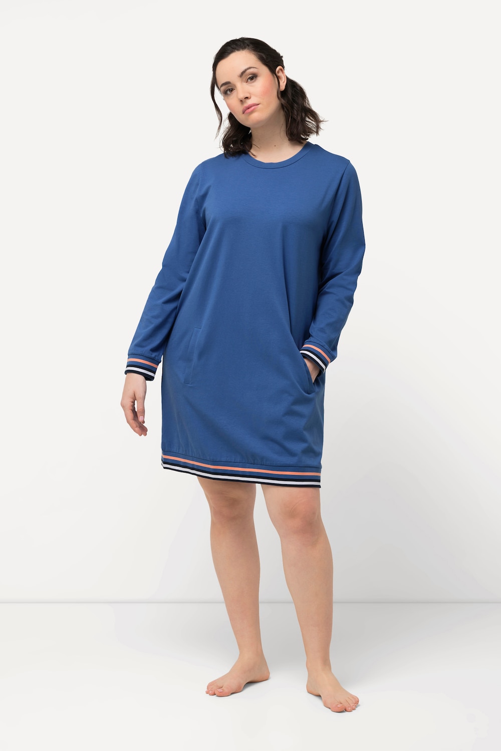 Große Größen Loungewear-Kleid, Damen, blau, Größe: 46/48, Baumwolle, Ulla Popken