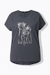 T-shirt, metallic diermotief, oversized, ronde hals, korte mouw