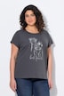 T-shirt, metallic diermotief, oversized, ronde hals, korte mouw