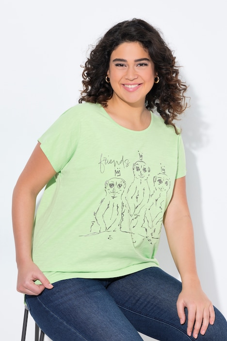 T-shirt dal taglio oversize con design metallico con animale, scollo a girocollo e mezze maniche