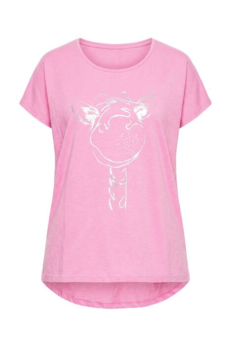 Tričko, metalickým motiv zvířete, oversize, kulatý výstřih, krátké rukávy