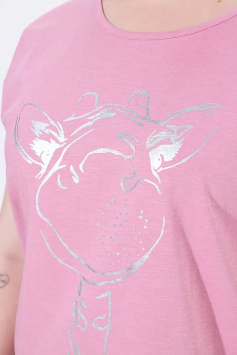 T-Shirt, Metallic-Tiermotiv, Oversized, Rundhals, Halbarm