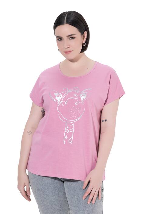 Tričko, metalickým motiv zvířete, oversize, kulatý výstřih, krátké rukávy