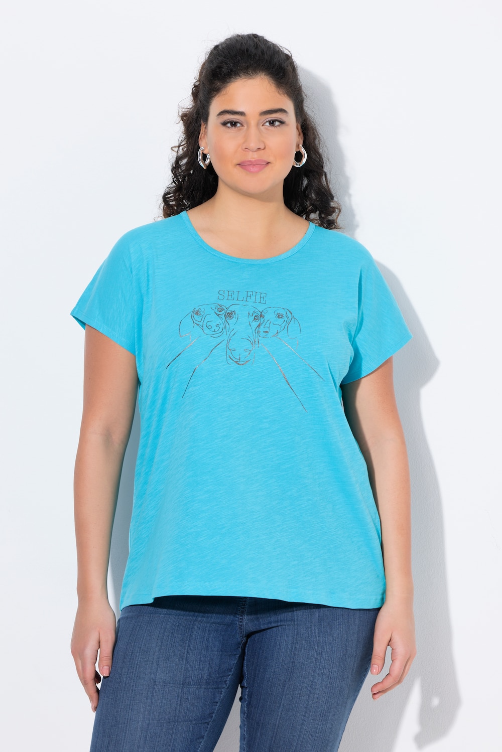 Große Größen T-Shirt, Damen, türkis, Größe: 54/56, Baumwolle, Ulla Popken