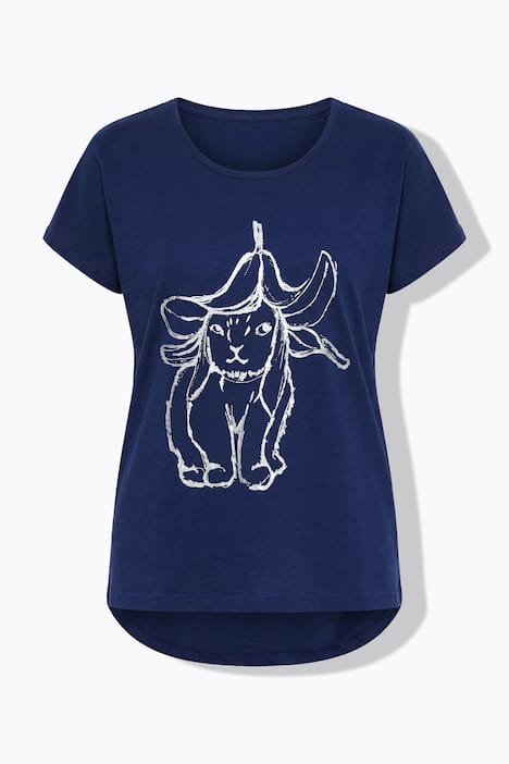 T-Shirt, Metallic-Tiermotiv, Oversized, Rundhals, Halbarm