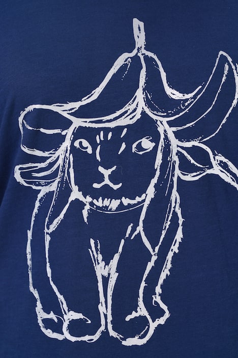 T-Shirt, Metallic-Tiermotiv, Oversized, Rundhals, Halbarm