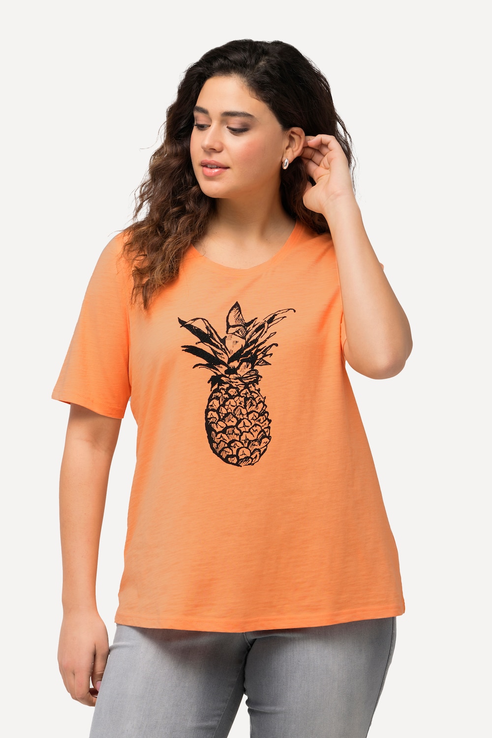 Große Größen T-Shirt, Damen, orange, Größe: 42/44, Baumwolle, Ulla Popken