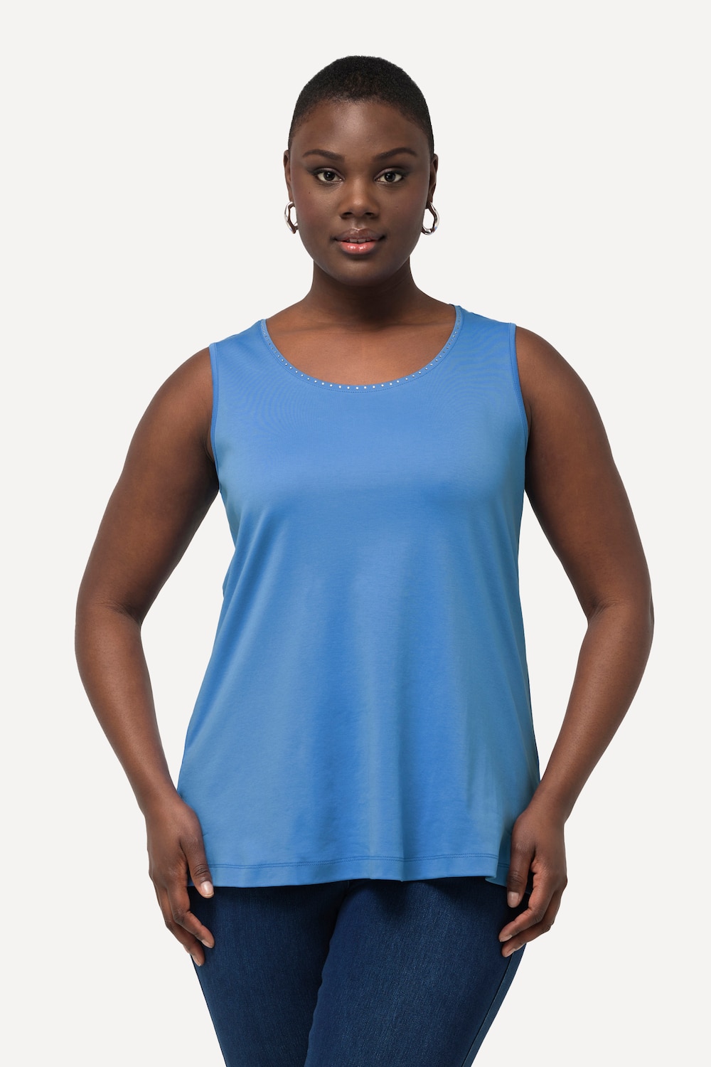 Große Größen Pima Cotton-Top, Damen, blau, Größe: 46/48, Baumwolle, Ulla Popken