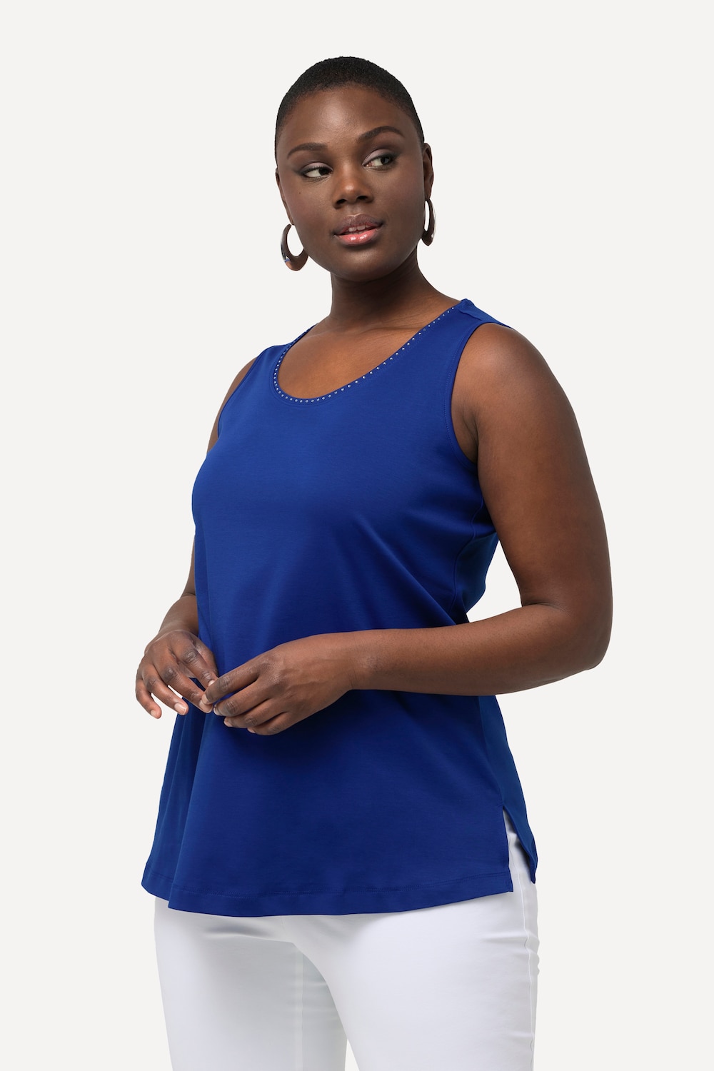 Große Größen Pima Cotton-Top, Damen, blau, Größe: 50/52, Baumwolle, Ulla Popken