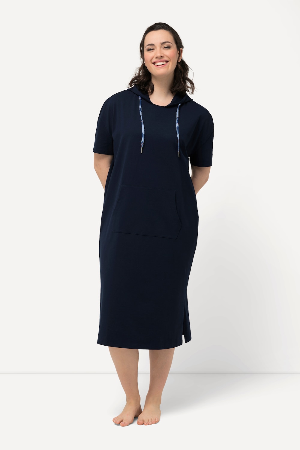 Große Größen Loungewear-Midikleid, Damen, blau, Größe: 58/60, Baumwolle, Ulla Popken